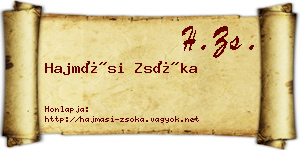 Hajmási Zsóka névjegykártya